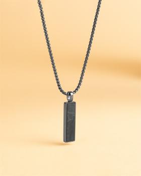 Preview: Schwarze Halskette aus Edelstahl mit geschmiedetem Karbon-Finish - Galli Black